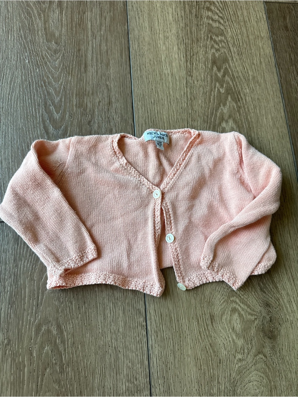 Baby Peach-Pink Knit Cardigan